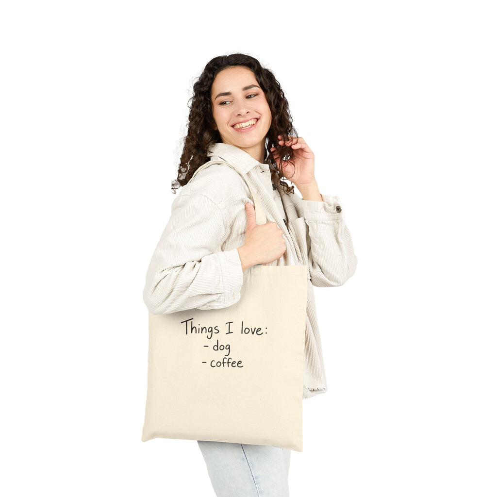 Tote Bag — "Things I Love: dog • coffee" Cotton Canvas Market Tote