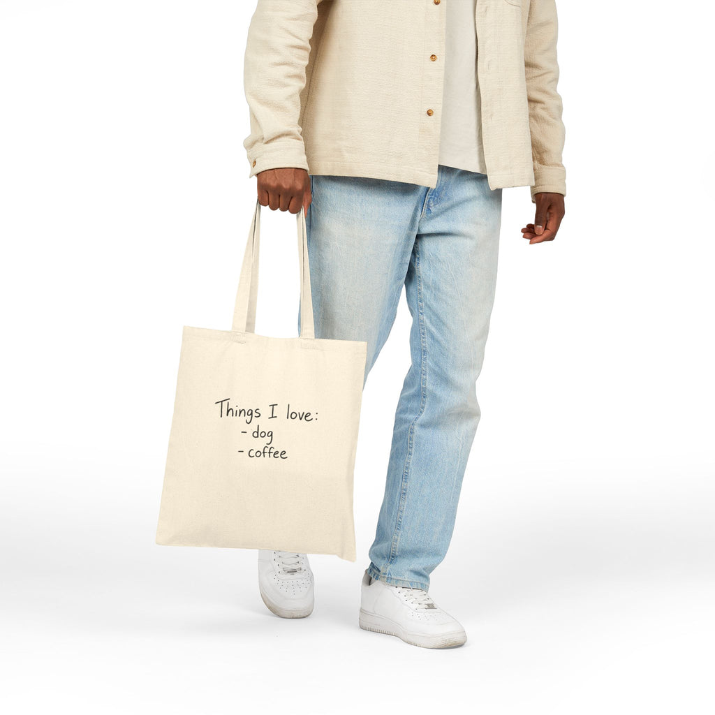Tote Bag — "Things I Love: dog • coffee" Cotton Canvas Market Tote