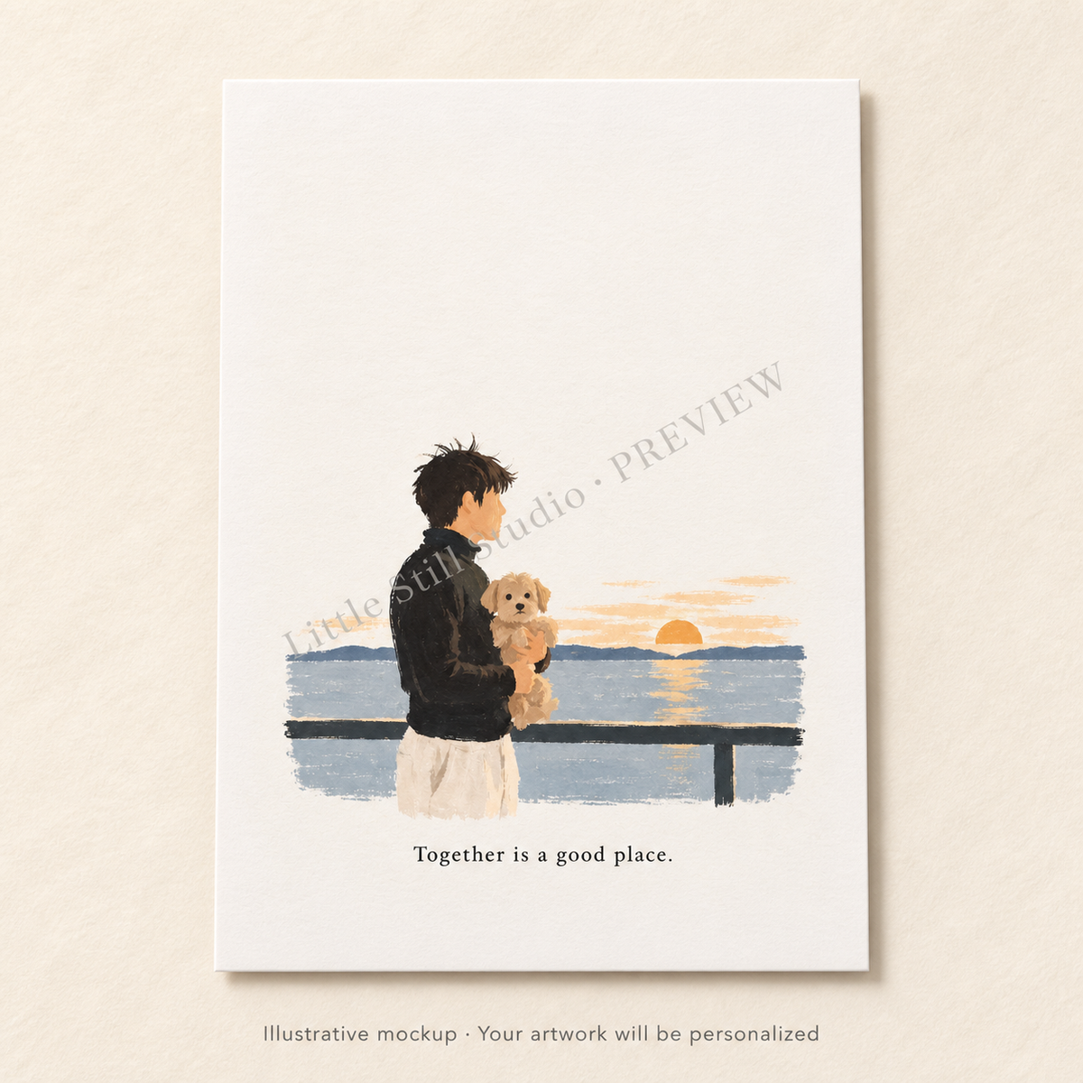 Personalized postcard illustrative example. Your approved artwork will replace this example. Preview watermark is not printed.