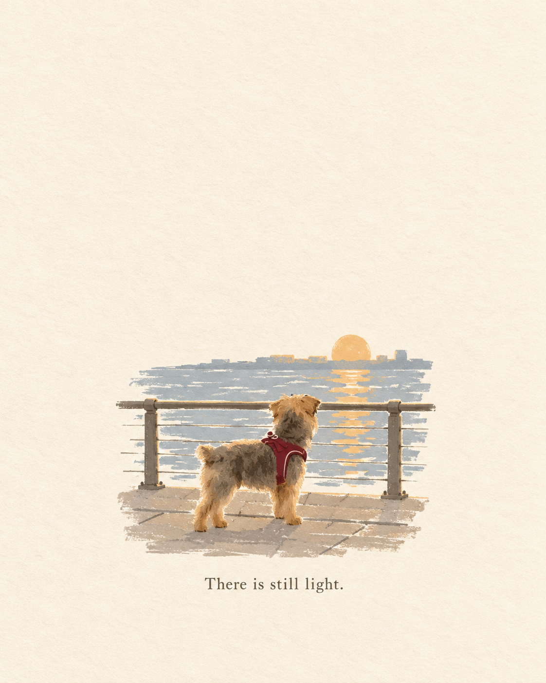 There is still light, a quiet sunset illustration