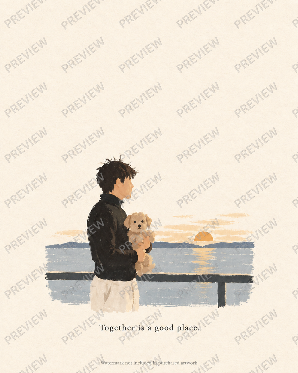 Watermarked custom artwork-only layout example; final artwork has no watermark.
