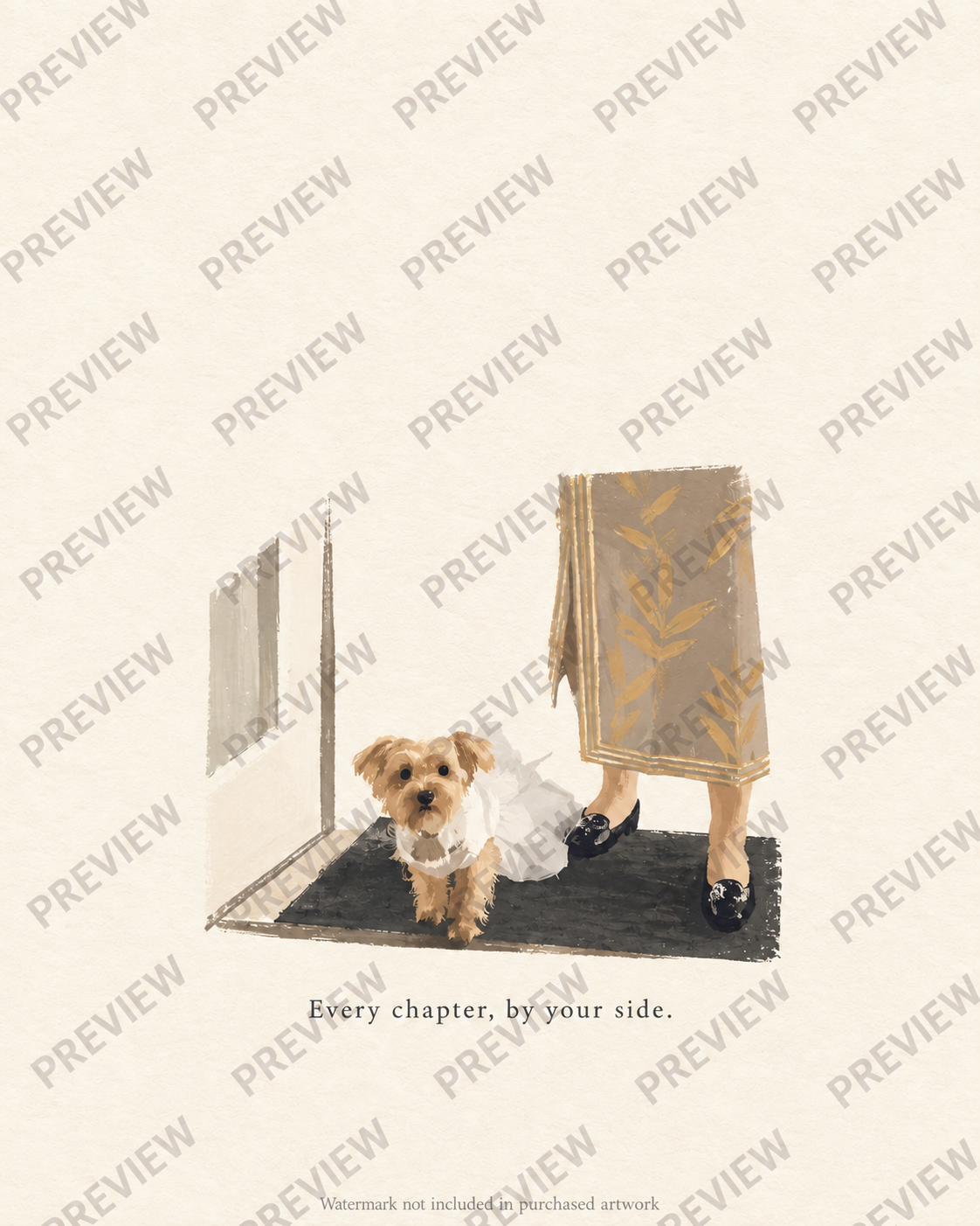 Watermarked custom artwork-only layout example; final artwork has no watermark.